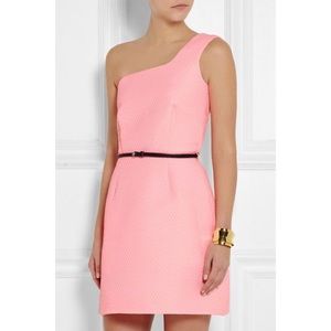 Victoria Victoria Beckham Baby Pink One-Shoulder Jacquard Mini Dress